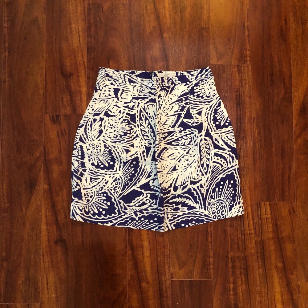 NWT Loft blue and white linen skirt